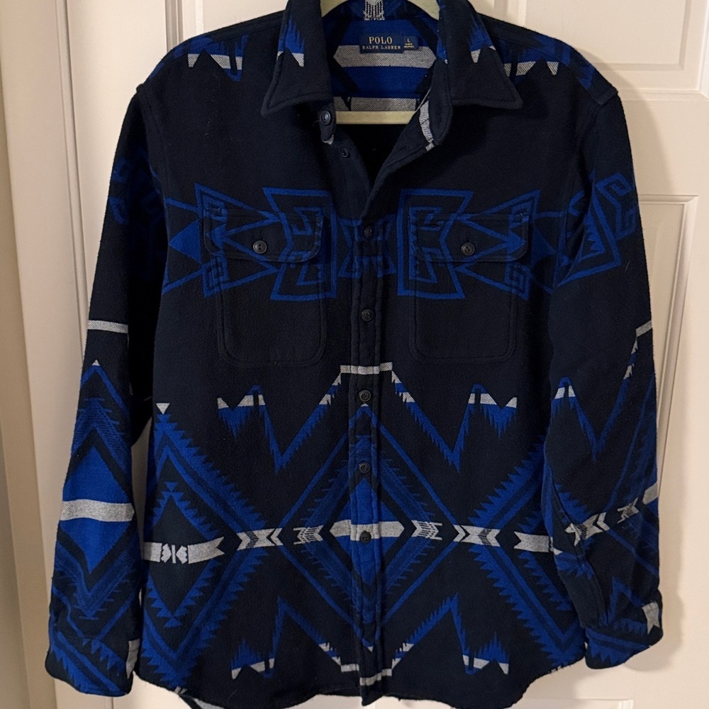 Polo Ralph Lauren Southwestern Aztec Print Heavy Flannel Shirt Jacket Size Large